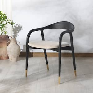 Laryssa Cream/Black 19.5 in. Linen Dining Chair