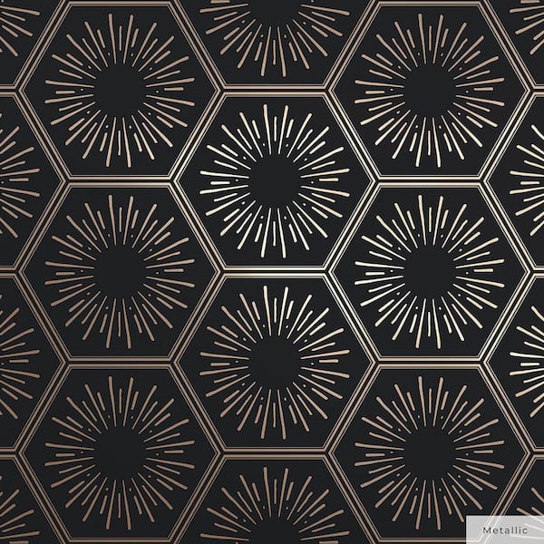 Metallic Gatsby Gold Hello Sunshine Vinyl Peel and Stick Wallpaper Roll (Covers 28 sq. ft.)