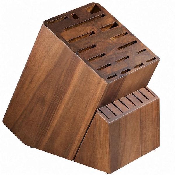 25-Knife Acacia Wood Universal Knife Block, Knife Block Without Knives, Large Knife Holder for Knife Storage Organizer