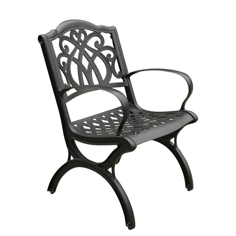 Ornate Black Cast Aluminum Outdoor Dining Chair