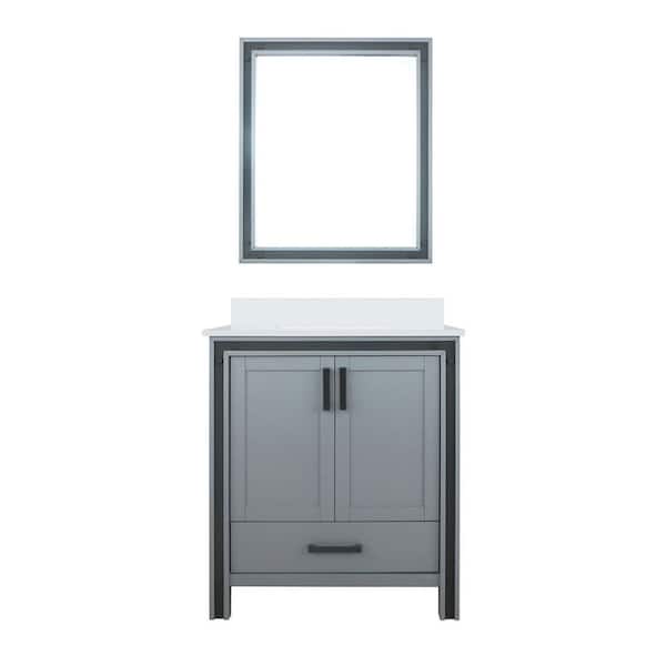 Ziva 30 in W x 22 in D Dark Grey Bath Vanity, Cultured Marble Top and 28 in Mirror