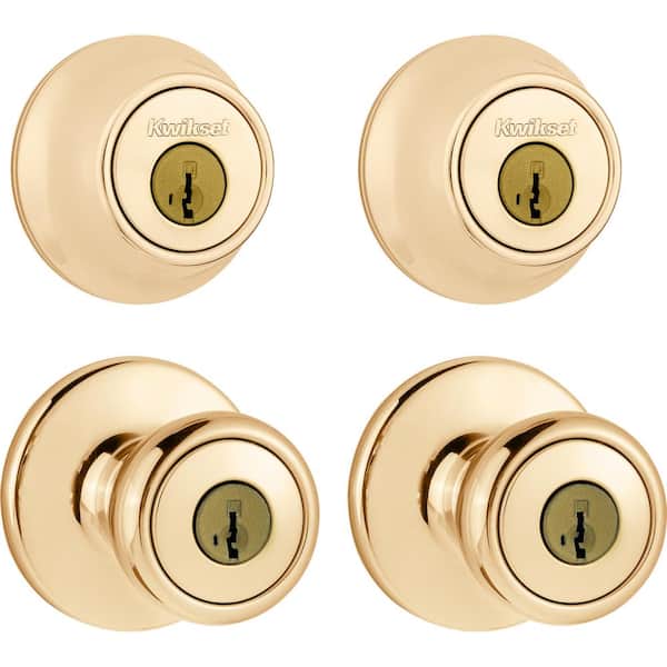 Kwikset 242 Tylo Entry Knob and Single Cylinder Deadbolt Project Pack in Antique Brass by Kwikset - 2