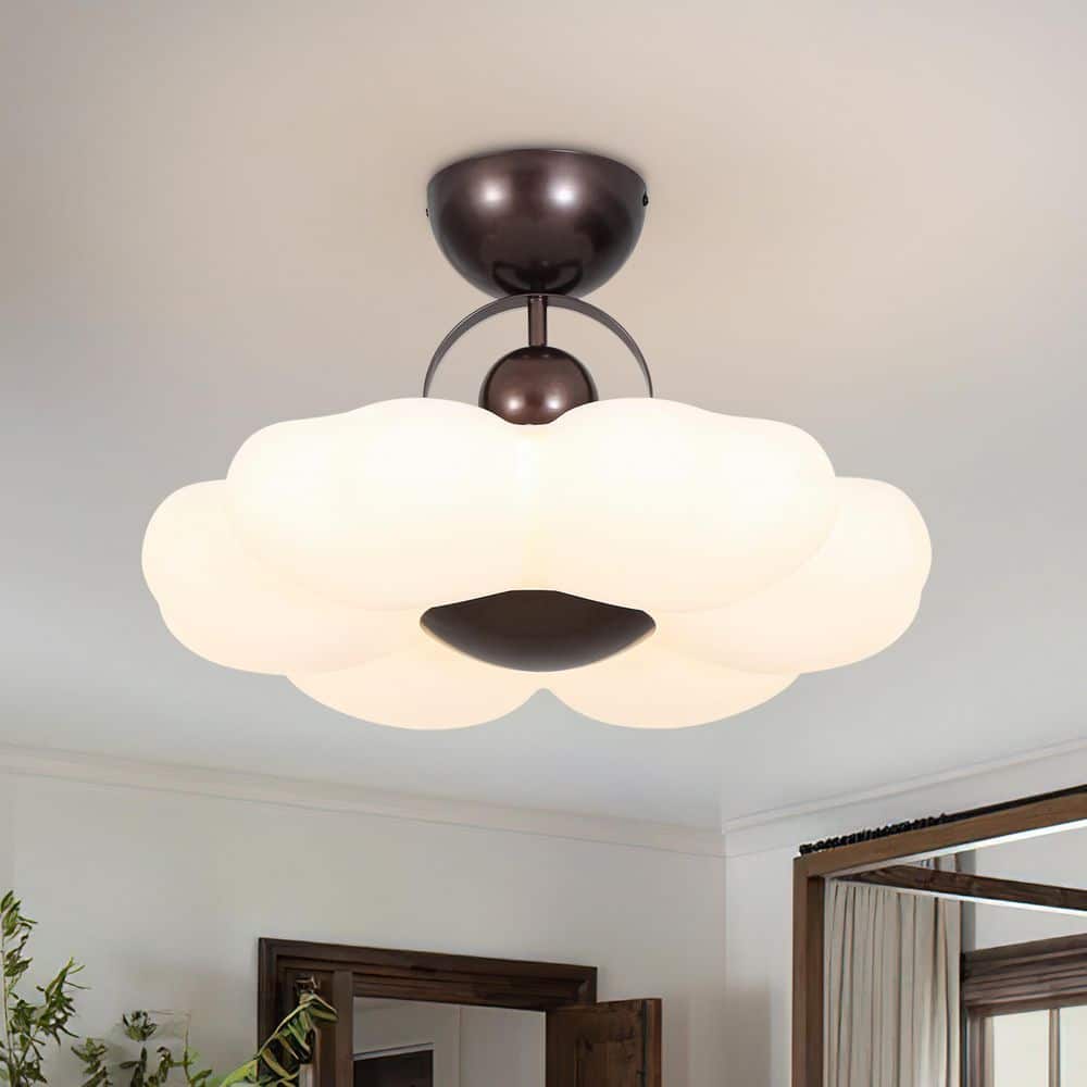 Lumin 1-Light 20 in.W Oil Rubbed Bronze Integrated LED Semi-Flush Mount Floral Vintage Foyer Ceiling Light with Acrylic price history on PriceWatchPro