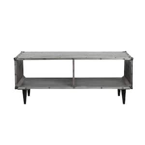 Brisha 46 .1 in. Length Gray Rectangle Shape MDF Wood Coffee Table with Shelves