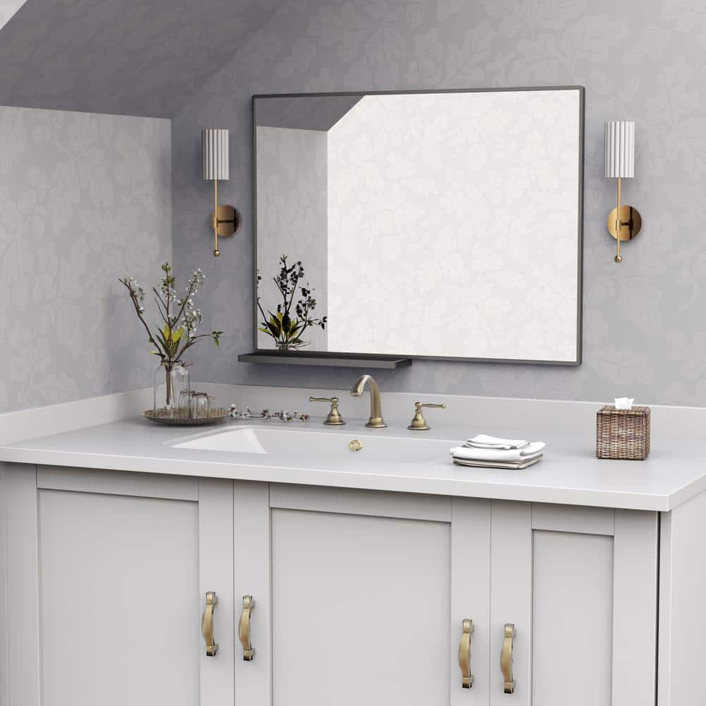 47.2 in. W x 30 in. H Large Rectangular Aluminium Framed Wall Bathroom Vani