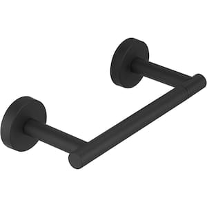 Double Post Pivoting Wall Mounted Towel Bar Toilet Paper Holder in Matte Black