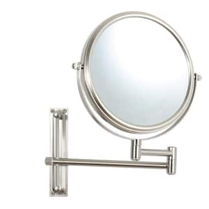 8 in. W x 8 in. H Round Movable Framed Magnifying Wall Makeup Bathroom Vanity Mirror with 360-Degree Rotation in Nickel