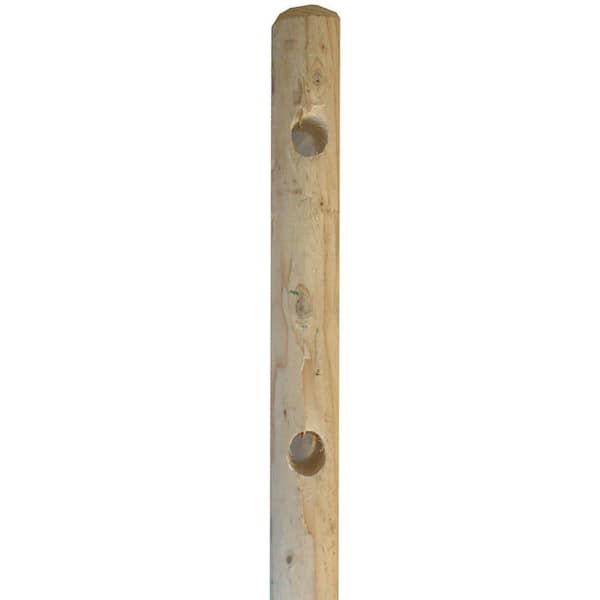 Unbranded 3-9/10 in. x 3-9/10 in. x 4 ft. Light-Duty Natural Doug Fir Wood 2-Rail Fence End Post