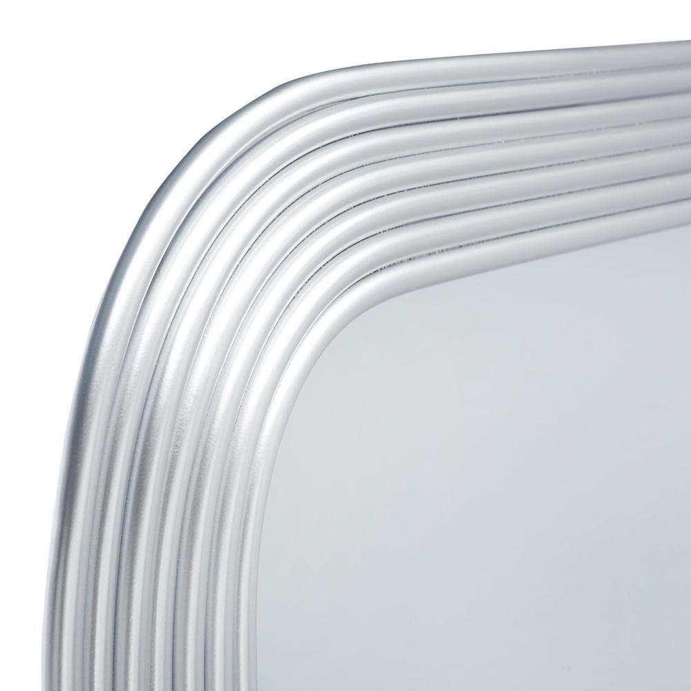 Ahna Striated Silver Rectangular Wood Frame Mirror 24"x36"