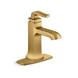 Rubicon Single Hole Single Handle Bathroom Faucet in Vibrant Brushed Modern Brass