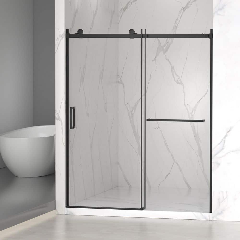 56-60 in. W. x 72 in H Sliding Frameless Soft-Close Shower Door in Matte Black with 8mm Clear Glass price history on PriceWatchPro