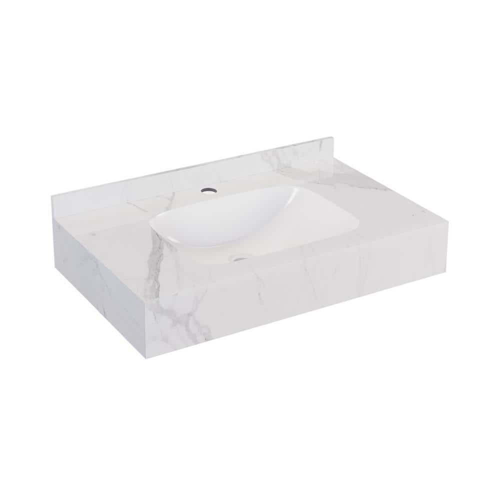 Avancer 36'' White Marble Wall Mount Ceramic Sink