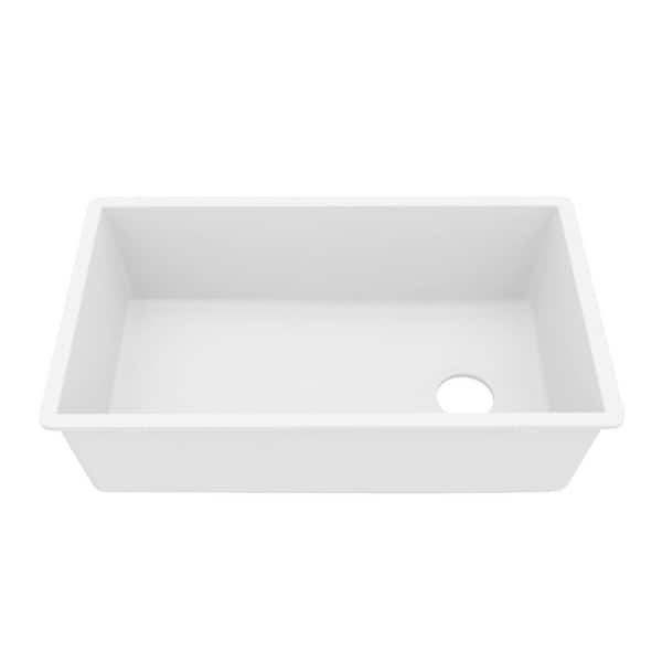 Undermount Quartz/Granite Composite 32 in. Single Bowl Kitchen Sink in White