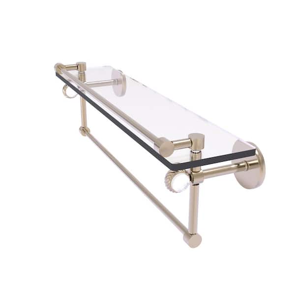 Allied Brass Clearview 22 in. W x 6.7 in. H x 5.8 D Glass Rectangular Shelf in Antique Pewter with Towel Bar and Twisted Accents