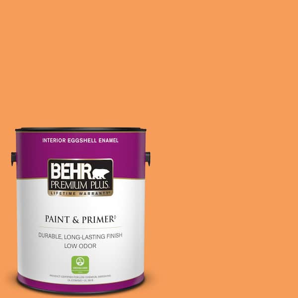 BEHR PREMIUM PLUS 1 gal. #P220-6 Bergamot Orange Eggshell Enamel Low Odor Interior Paint & Primer