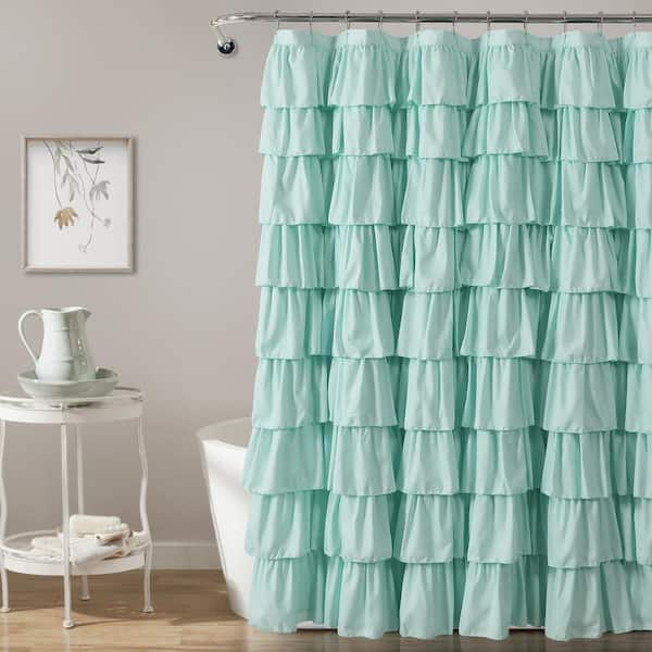 Lush Decor 72 in. x 72 in. Ruffle Shower Curtain Light Turquoise