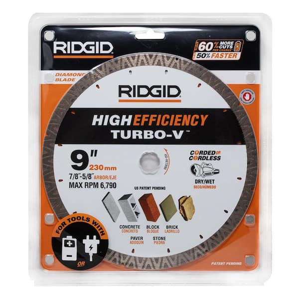 RIDGID TURBO-V 9 in. Turbo Rim Diamond Blade for Masonry RIDGID TURBO-V 9 in. Turbo Rim Diamond Blade for Masonry