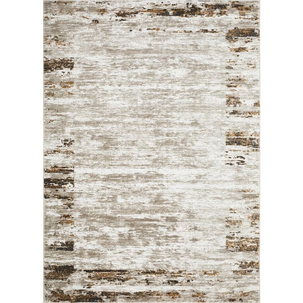 LOOMAKNOTI Alanzo Albah Beige 7 ft. 10 in. x 9 ft. 10 in. Abstract Polypropylene Indoor Area Rug