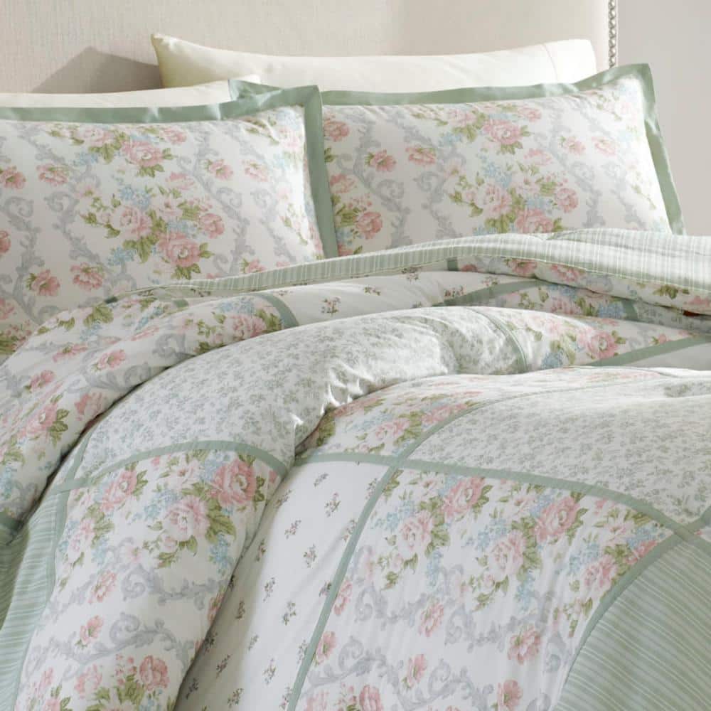 Queen White Cotton Reversible Comforter Set with Frills