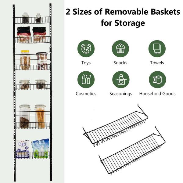Smart Design Over The Door Adjustable Pantry Organizer Rack w/ 6 Adjustable Shelves - Steel