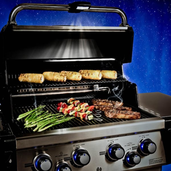 Regal S490 PRO IR 4-Burner Propane Gas Grill in Stainless Steel with Infrared Side Burner and Rear Rotisserie Burner