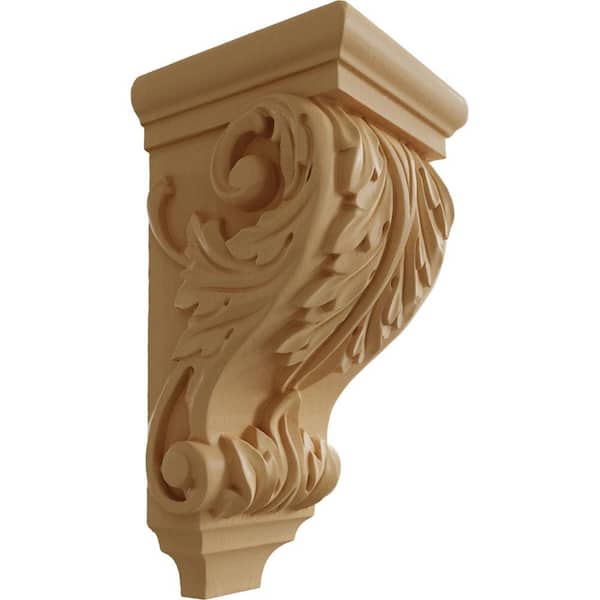 Ekena Millwork 5 in. x 5 in. x 10 in. Unfinished Wood Maple Medium Acanthus Wood Corbel