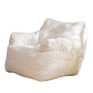 White Soft Tufted Foam Bean Bag Chair with Teddy Fabric
