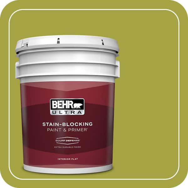 BEHR ULTRA 5 gal. #400B-7 Lemon Grass Extra Durable Flat Interior Paint & Primer