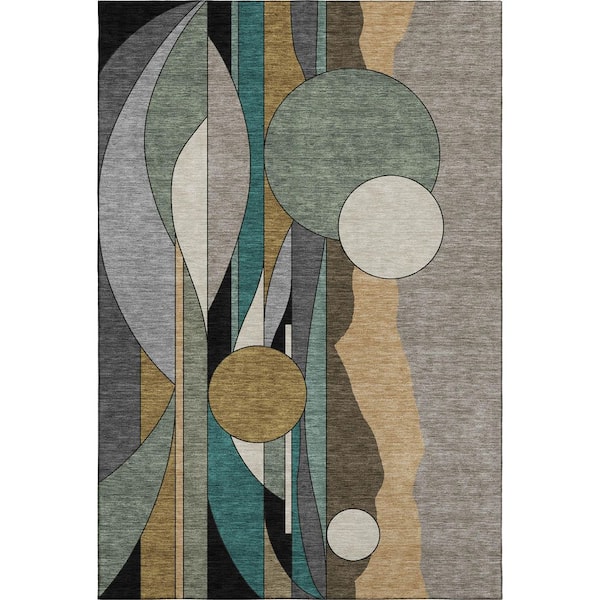 Mayfield Premium Machine Washable Abstract AMF2252 Taupe 10 ft. x 14 ft. Area Rug