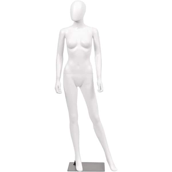 70 in. H x 34 in. W White Plastic Full Body Female Mannequin with Metal Stand