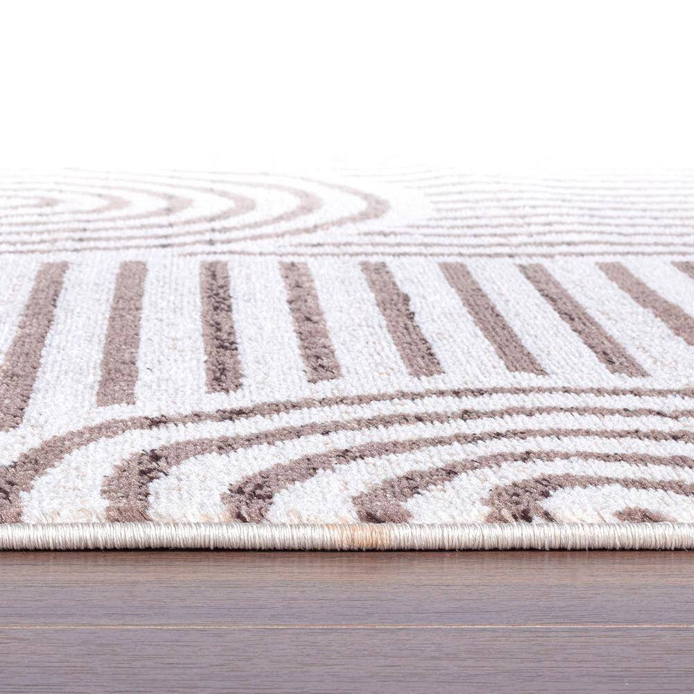Modern Geometric Brown and Ivory Synthetic Area Rug 7'10" x 10'