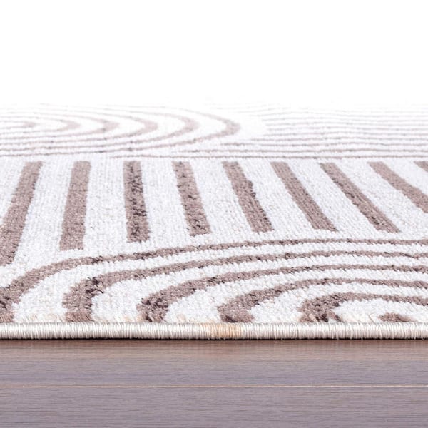 Bohemian Stripe Brown 7 ft. 10 in. x 10 ft. Arch Design Area Rug