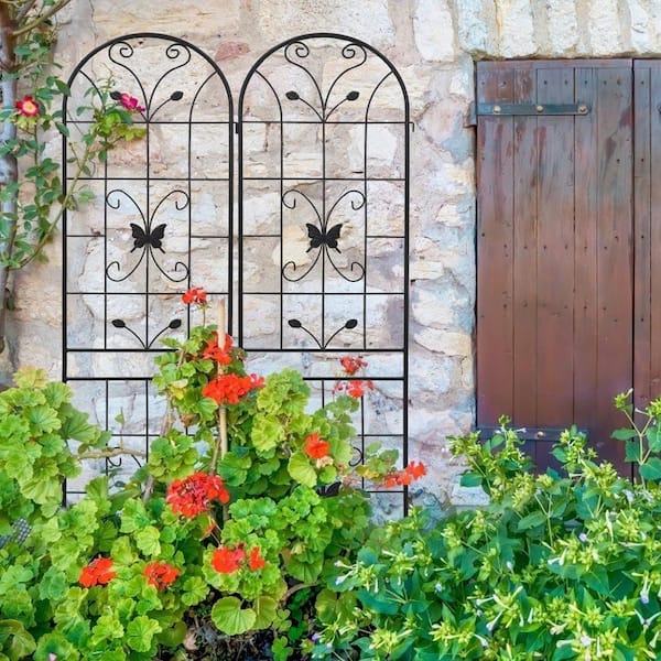 FIROMO 86.7 in. x 19.7 in. 4-Pack Metal Garden Trellis, Rustproof, Outdoor Trellis, Black