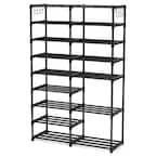 55 in. H 32-Pair 9-Tier Black Metal Shoe Rack