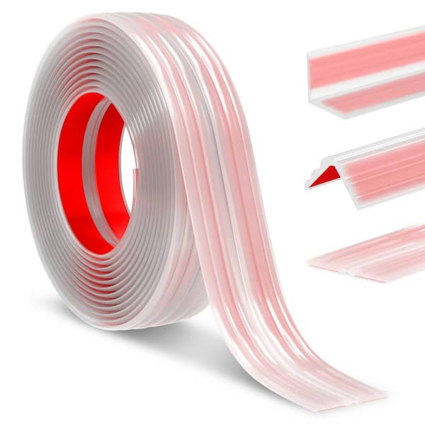 1.6 in. x 20 ft. Rubber Plastic Transparent Drywall Corner Bead Corner Guard Edge Protector Inside Outside