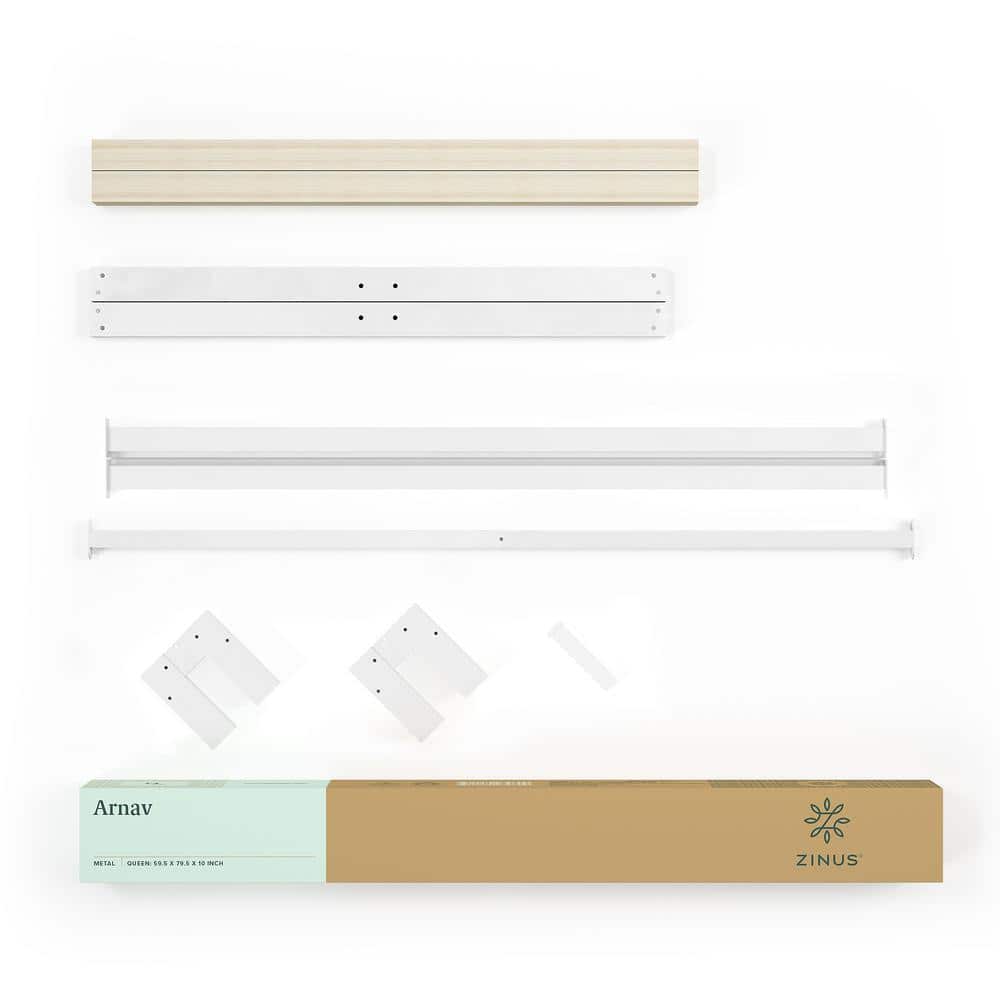 Arnav White Full Metal Platform Bed Frame with Slats