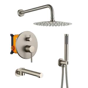 Wall Mount Single Handle 1-Spray Tub and Shower Faucet 1.8 GPM in. Brushed Nickel S2 Pressure Balance Valve Included