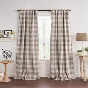 Grainger Gray Buffalo Check Poly-Linen 52(in)X84(in) Rod Pocket/Back Tab Blackout Curtain Panel