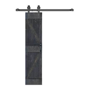K Style 24 in. x 84 in. Carbon Gray Finished Soild Wood Sliding Barn Door with Hardware Kit - Assembly Needed