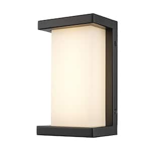 Fairbank 10 in. Black Integrated LED Outdoor Wall Light Fixture with Acrylic Shade