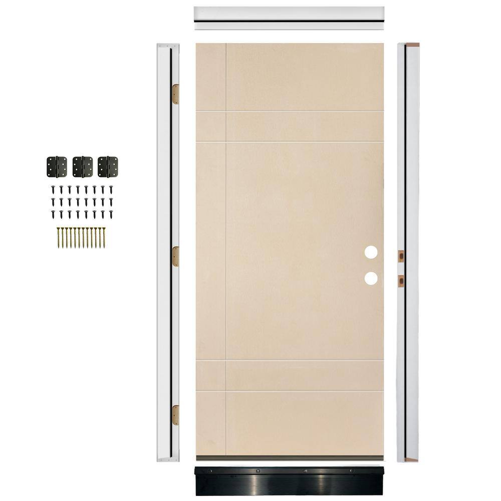 Modern 36 in. x 79 in. Left-Hand 10-Grid Solid Panel Unfinished Fiberglass Front Door Kit w/ Quick Assemble Jamb price history on PriceWatchPro