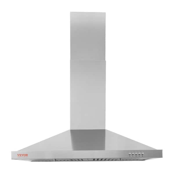 VEVOR 30 in. Wall Mount Range Hood Ductless Kitchen Stove Vent with Push Button, Silver