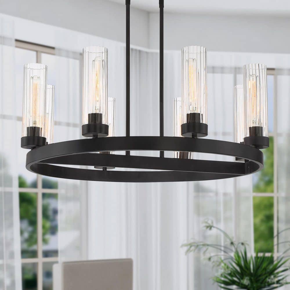 Braden 8-Light Iron graphite Modern Wagon Wheel Chandelier for Dining Areas with No Bulbs Included price history on PriceWatchPro
