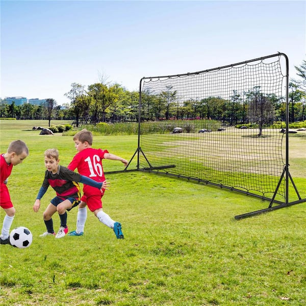 Soccer Rebounder Net 12 x 6 ft. Portable Football Training Equipment with Net Black