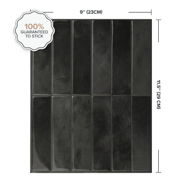 Morocco Zaida Black 11.43 in. x 9 in. Vinyl Peel and Stick Tile (2.84 sq. ft./4-Pack)