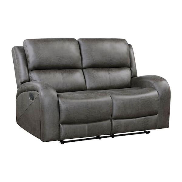 Venture 61.5 in. W Gray Microfiber 2-Seater Manual Double Reclining Loveseat
