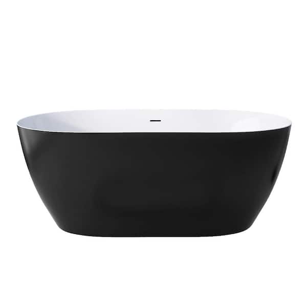 Xspracer Moray 67 in. x 30 in. Acrylic Flatbottom Freestanding Soaking Non-Whirlpool Bathtub with Pop-Up Drain in Matte Black
