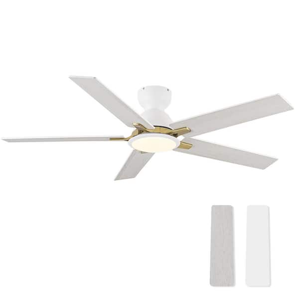 Breezary Mitch 52 in. Integrated LED Indoor White Ceiling Fans with Light and Remote Control