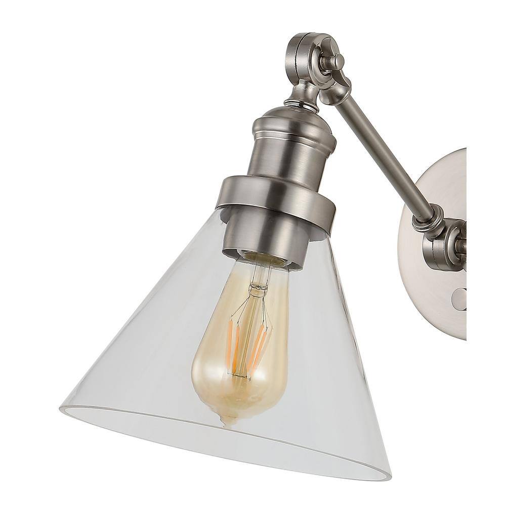 Nickel Adjustable Iron and Glass LED Wall Sconce Set