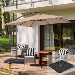 8.2 ft. Square Cantilever Patio Umbrellas With Base in Sand